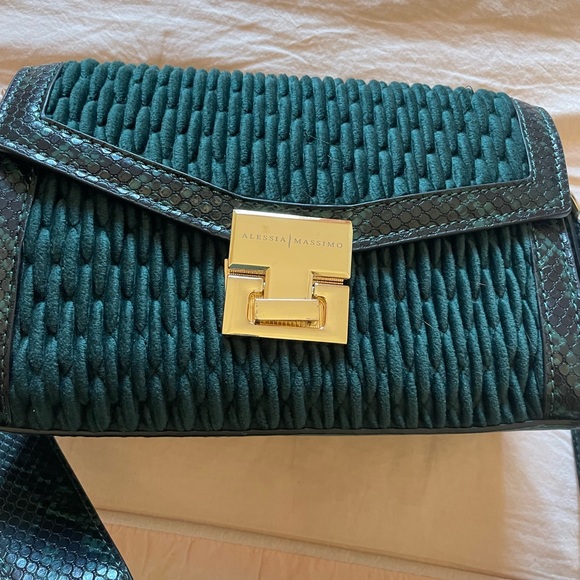 Alessia Massimo Green Velvet & Snake Bag - Picture 2 of 10